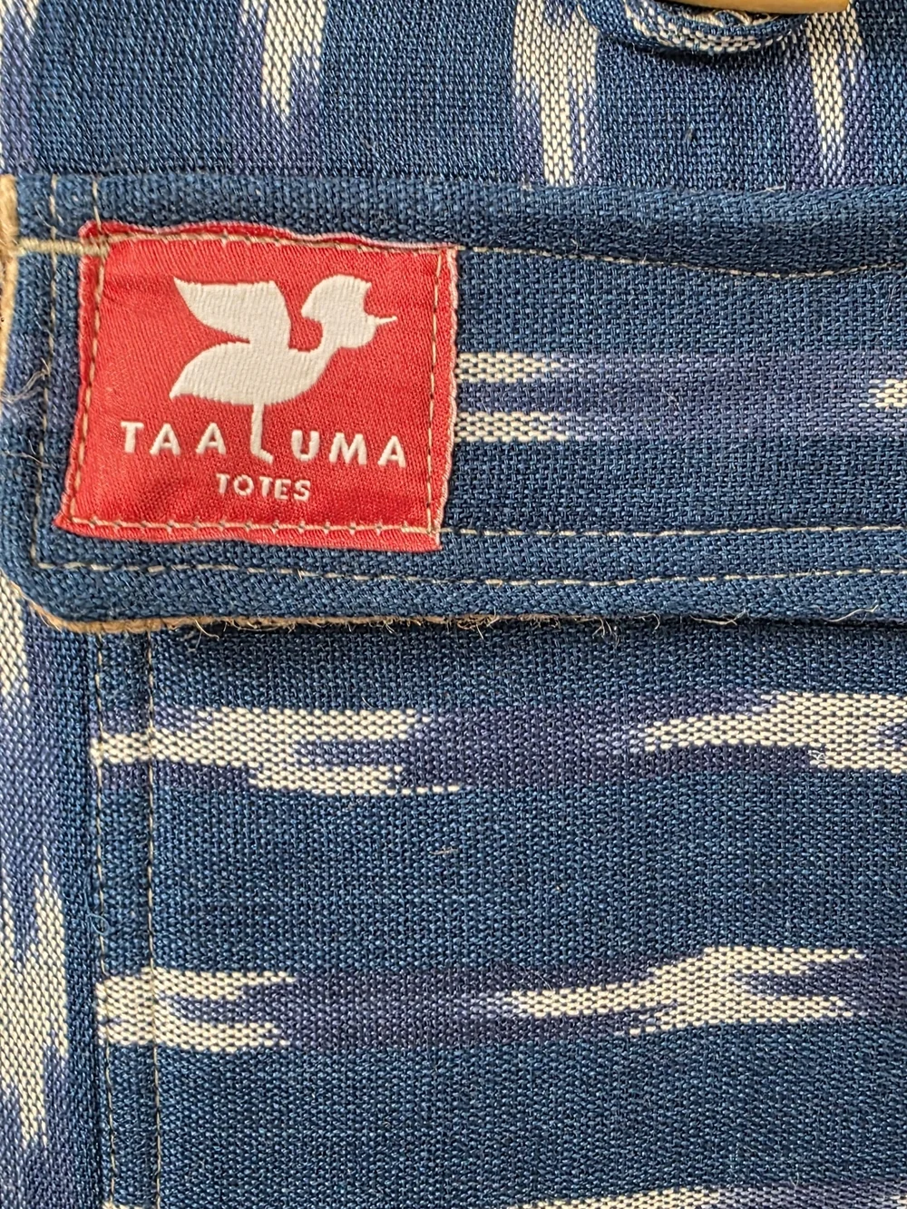 Taaluma Totes Guatemala Travel Backpack Blue Woven Ikat Boho Shark Tank